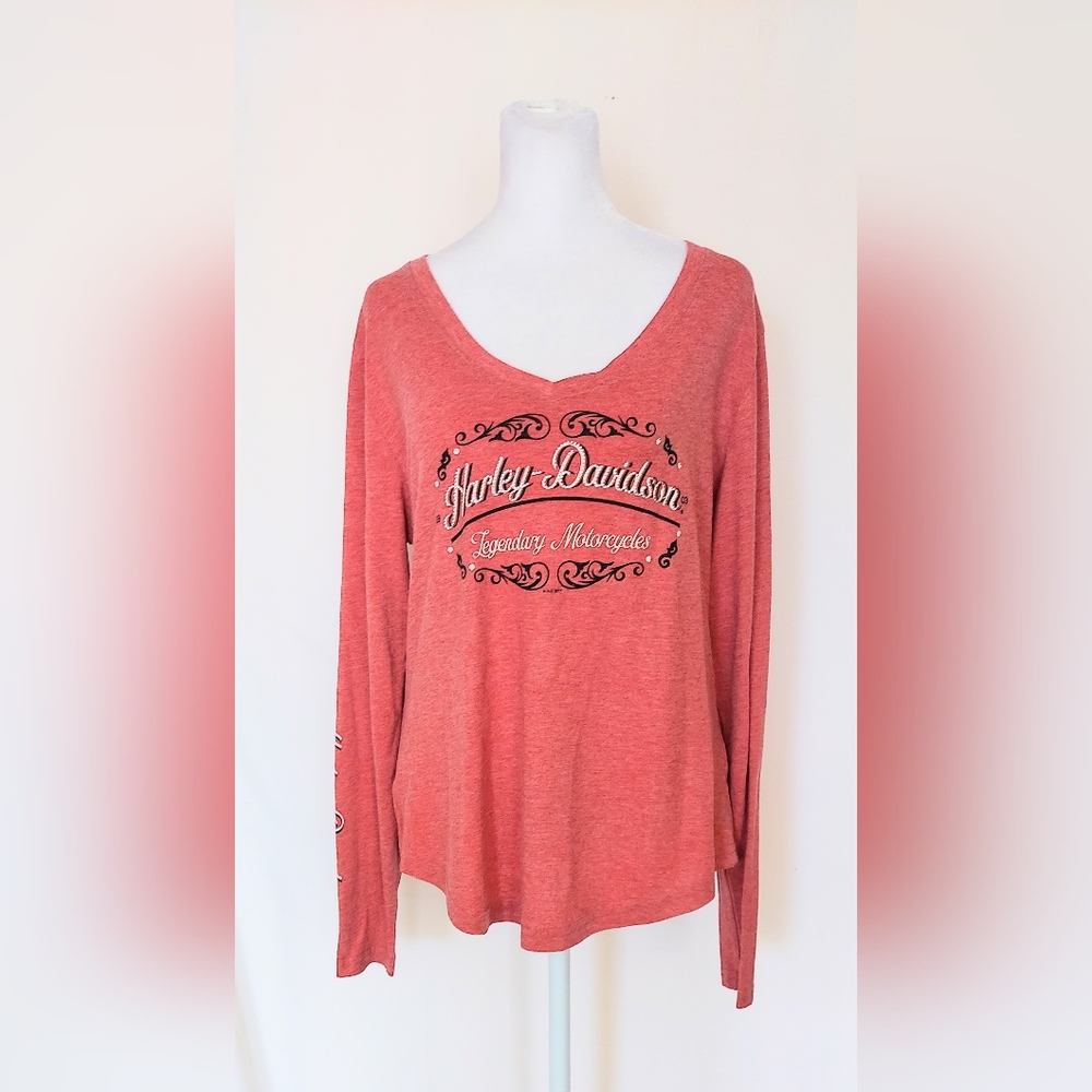 Harley Davidson Long Sleeve Pittsburgh Graphic Shirt Red Size Large